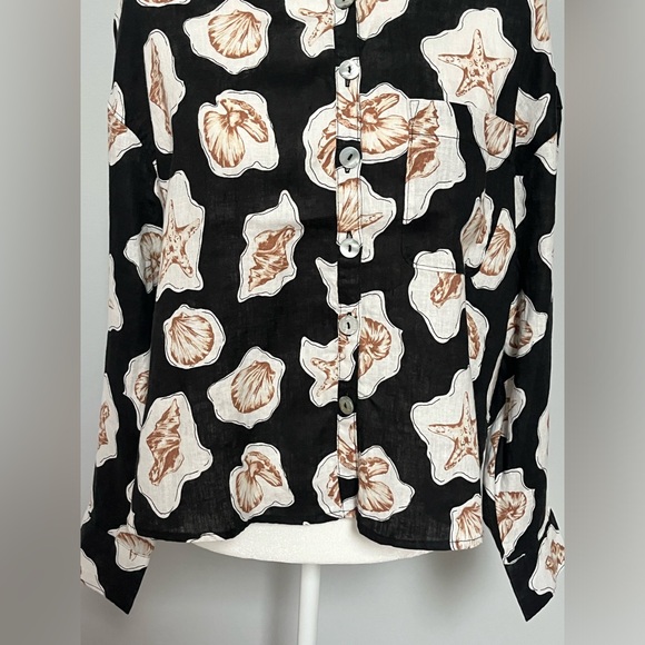 Nicole Miller Women’s Long‎ sleeve 100% Linen Size M Button Front Shell Top - Picture 3 of 9